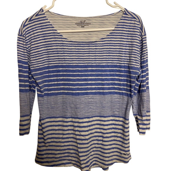 Vineyard Vines Tops - Vineyard Vines Women XXS Striped 3/4 Sleeve Top Nautical Coastal Beachy Layer